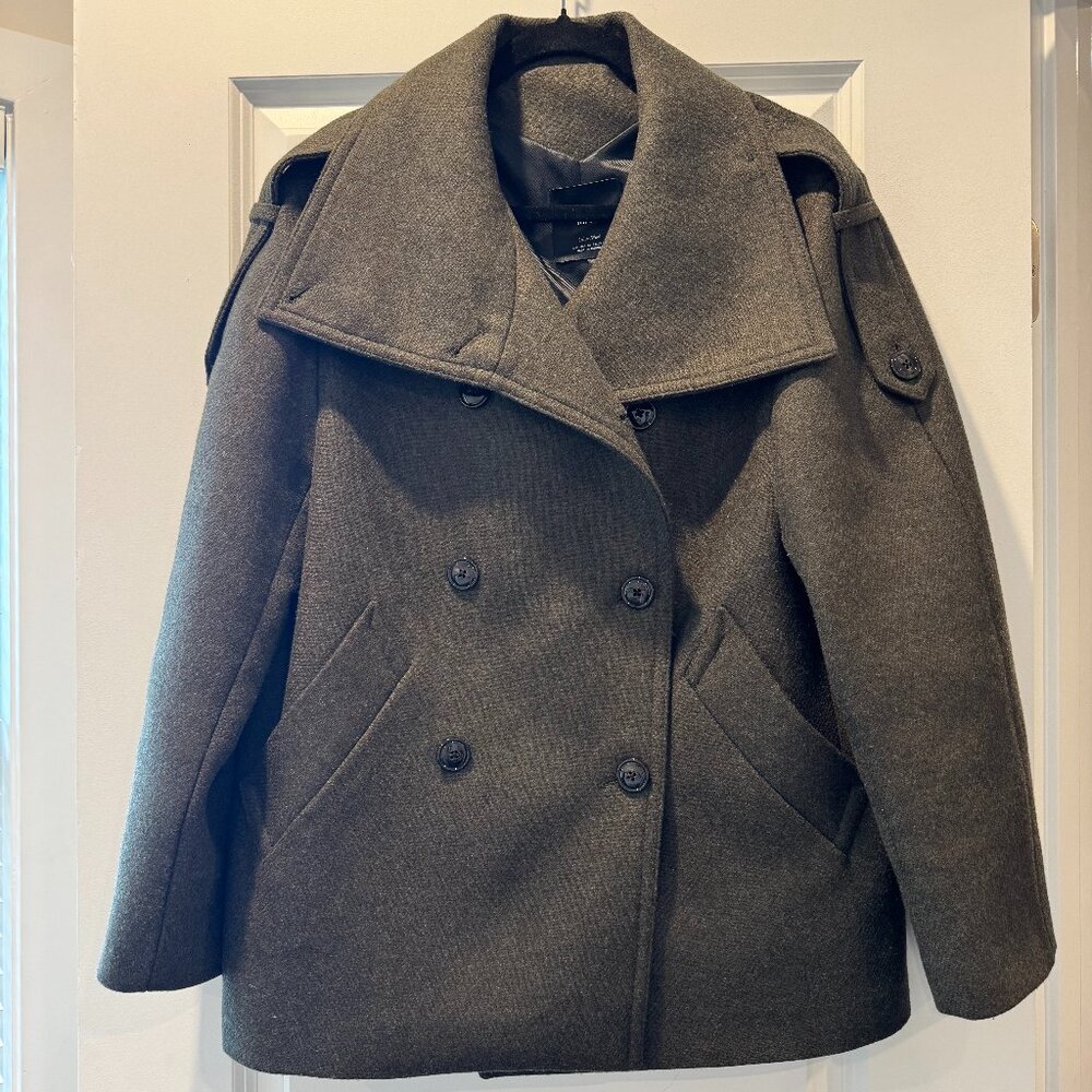 Mango Double-Breasted Green Wool Coat - Picture 4 of 15